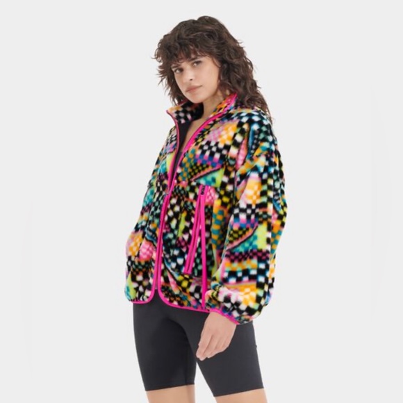 UGG Jackets & Blazers - UGG MARLENE CHECKS PRINT FAUX FUR JACKET